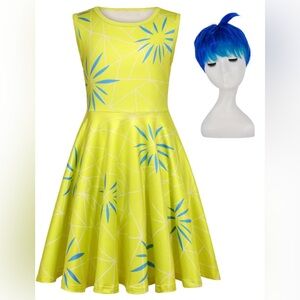 ZIW Girls Sleeve Joy Cosume Dress with Wig Halloween Cosplay Birthday Party NIP